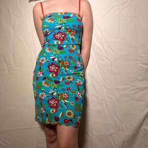 Guess floral lettuce hem trim summer dress